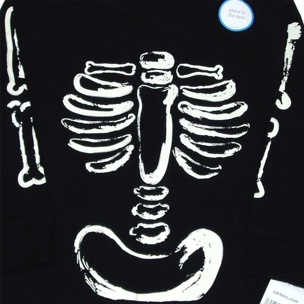 Skeleton Bones Boys Halloween Tee Top NWT - Picture 3 of 6